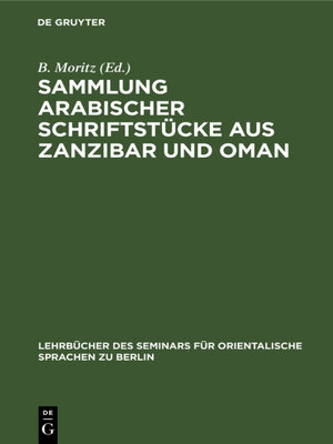 cover image of Sammlung arabischer Schriftstücke aus Zanzibar und Oman